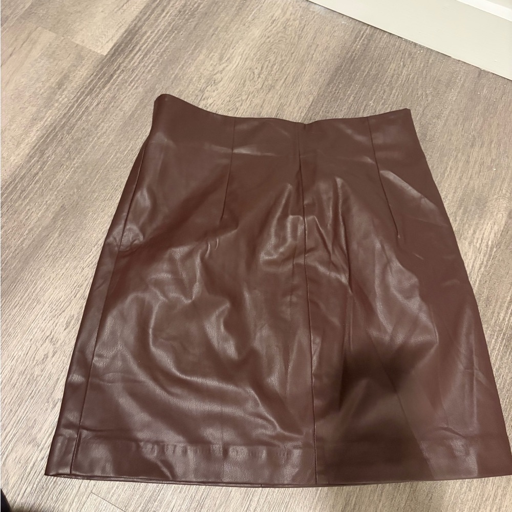 H&M Women’s Faux Leather Brown Mini Skirt